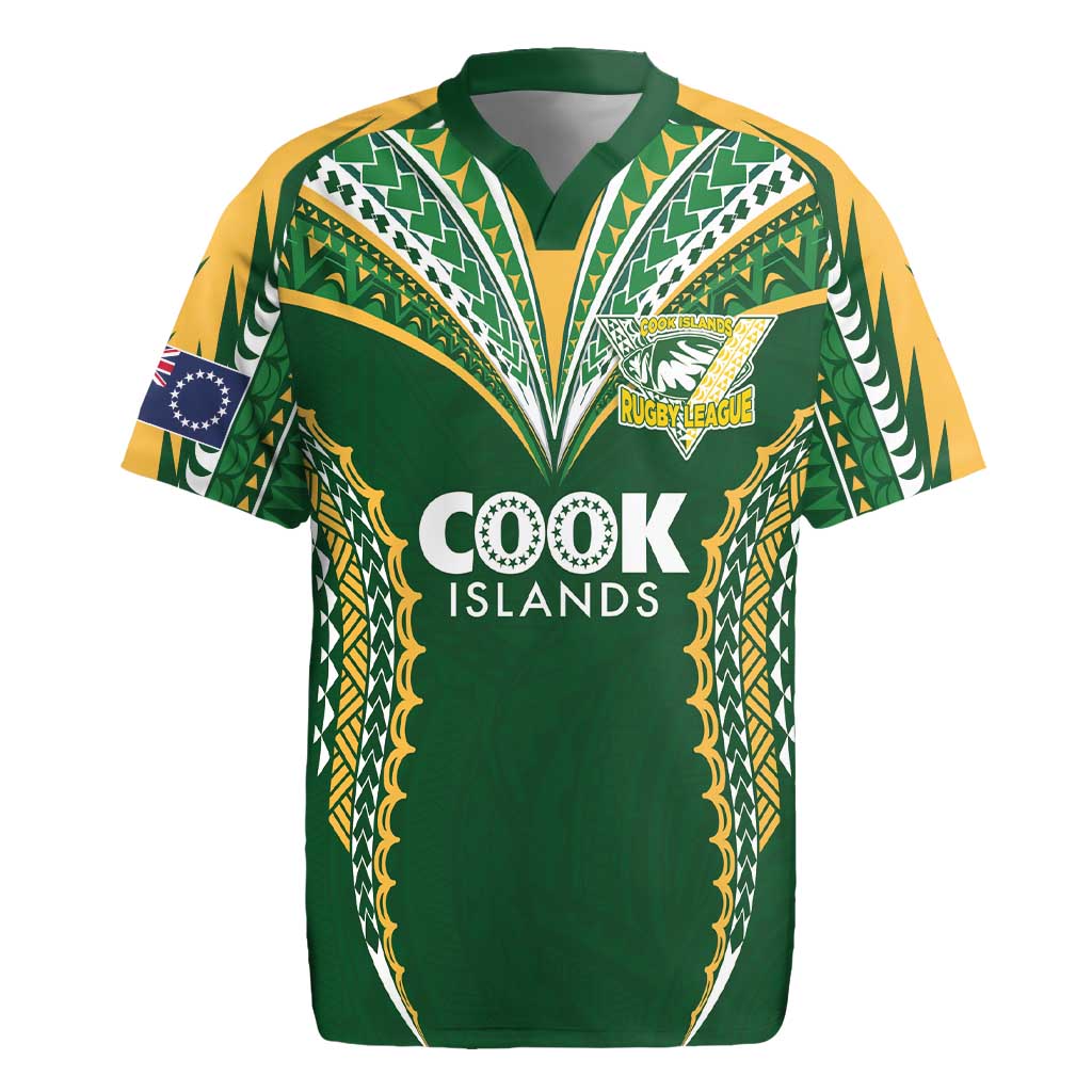 Custom Cook Islands Rugby League Rugby Jersey Tatau Tribal Pattern-Special Edition Green Color LT03 Green-Yellow - Polynesian Pride