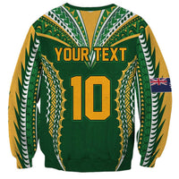 Custom Cook Islands Rugby League Sweatshirt Tatau Tribal Pattern-Special Edition Green Color LT03 - Polynesian Pride
