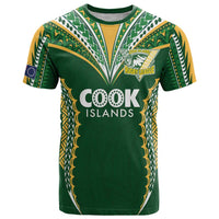 Custom Cook Islands Rugby League T Shirt Tatau Tribal Pattern-Special Edition Green Color LT03 Green-Yellow - Polynesian Pride