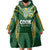 Custom Cook Islands Rugby League Wearable Blanket Hoodie Tatau Tribal Pattern-Special Edition Green Color