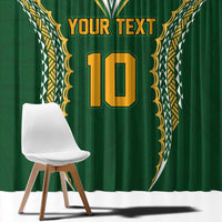 Custom Cook Islands Rugby League Window Curtain Tatau Tribal Pattern-Special Edition Green Color LT03 - Polynesian Pride