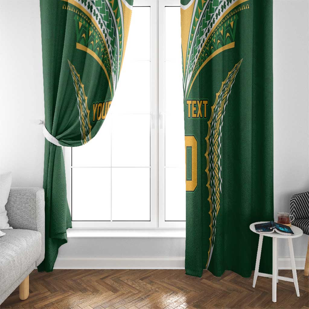 Custom Cook Islands Rugby League Window Curtain Tatau Tribal Pattern-Special Edition Green Color LT03 - Polynesian Pride