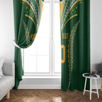 Custom Cook Islands Rugby League Window Curtain Tatau Tribal Pattern-Special Edition Green Color LT03 - Polynesian Pride