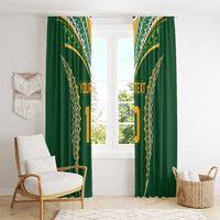 Custom Cook Islands Rugby League Window Curtain Tatau Tribal Pattern-Special Edition Green Color LT03 - Polynesian Pride