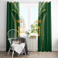 Custom Cook Islands Rugby League Window Curtain Tatau Tribal Pattern-Special Edition Green Color LT03 - Polynesian Pride