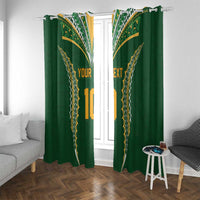 Custom Cook Islands Rugby League Window Curtain Tatau Tribal Pattern-Special Edition Green Color LT03 With Grommets Green-Yellow - Polynesian Pride