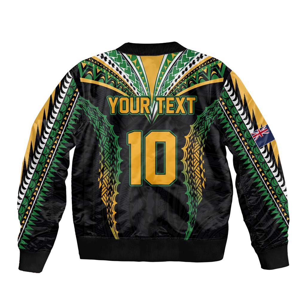 Custom Cook Islands Rugby League Bomber Jacket Tatau Tribal Pattern-Special Edition Black Color LT03 - Polynesian Pride