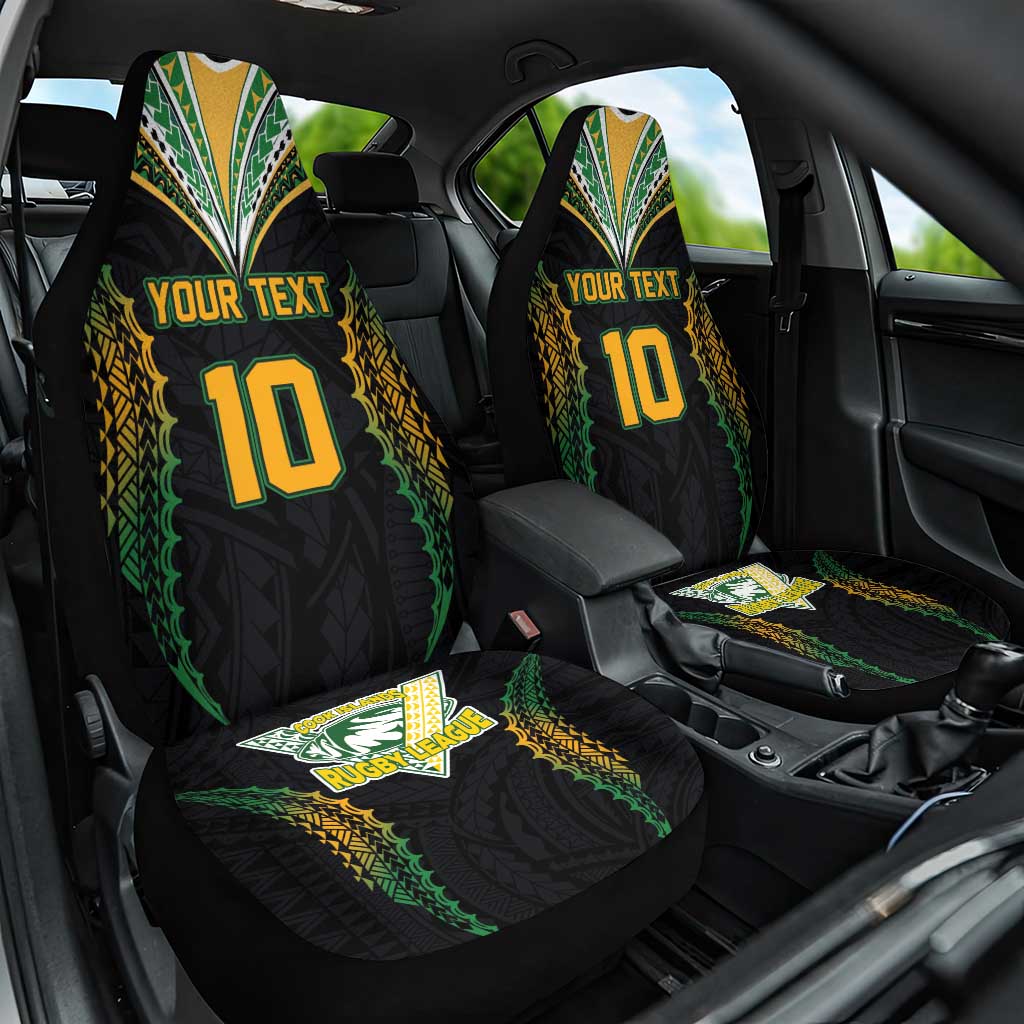 Custom Cook Islands Rugby League Car Seat Cover Tatau Tribal Pattern-Special Edition Black Color LT03 One Size Green-Black - Polynesian Pride