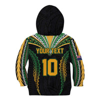 Custom Cook Islands Rugby League Kid Hoodie Tatau Tribal Pattern-Special Edition Black Color LT03 - Polynesian Pride
