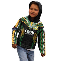 Custom Cook Islands Rugby League Kid Hoodie Tatau Tribal Pattern-Special Edition Black Color LT03 - Polynesian Pride