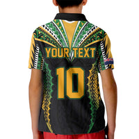 Custom Cook Islands Rugby League Kid Polo Shirt Tatau Tribal Pattern-Special Edition Black Color LT03 - Polynesian Pride