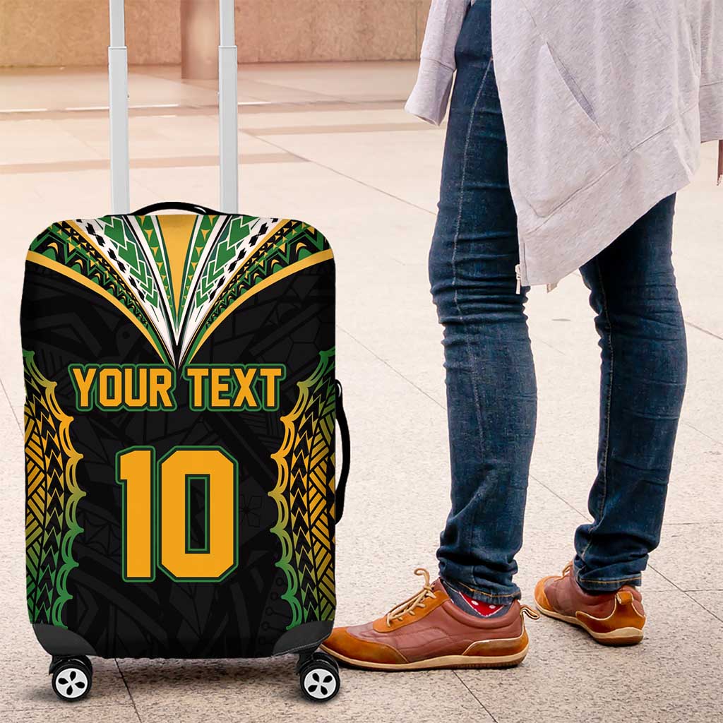 Custom Cook Islands Rugby League Luggage Cover Tatau Tribal Pattern-Special Edition Black Color