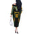 Custom Cook Islands Rugby League Off The Shoulder Long Sleeve Dress Tatau Tribal Pattern-Special Edition Black Color