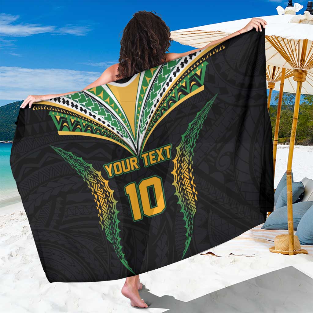 Custom Cook Islands Rugby League Sarong Tatau Tribal Pattern-Special Edition Black Color LT03 One Size 44 x 66 inches Green-Black - Polynesian Pride