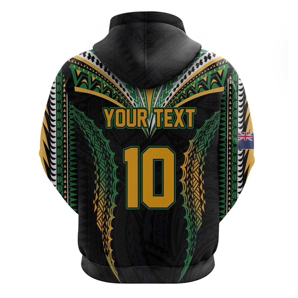 Custom Cook Islands Rugby League Zip Hoodie Tatau Tribal Pattern-Special Edition Black Color LT03 - Polynesian Pride