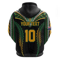 Custom Cook Islands Rugby League Zip Hoodie Tatau Tribal Pattern-Special Edition Black Color LT03 - Polynesian Pride