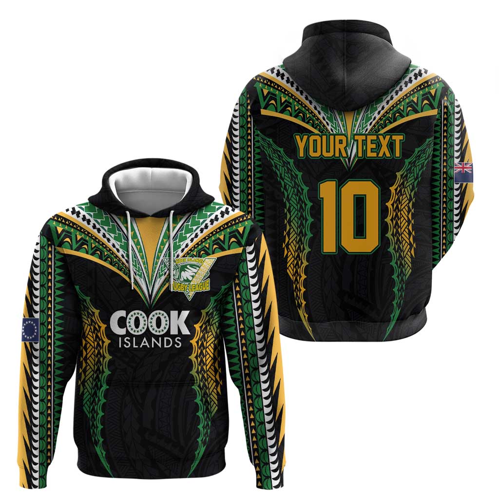 Custom Cook Islands Rugby League Zip Hoodie Tatau Tribal Pattern-Special Edition Black Color LT03 - Polynesian Pride