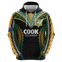 Custom Cook Islands Rugby League Zip Hoodie Tatau Tribal Pattern-Special Edition Black Color LT03 - Polynesian Pride