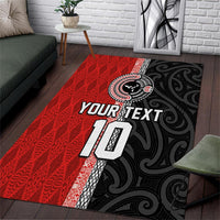 Custom Tonga and New Zealand Rugby Area Rug Maori Mix Ngatu Pattern LT03 Black - Polynesian Pride