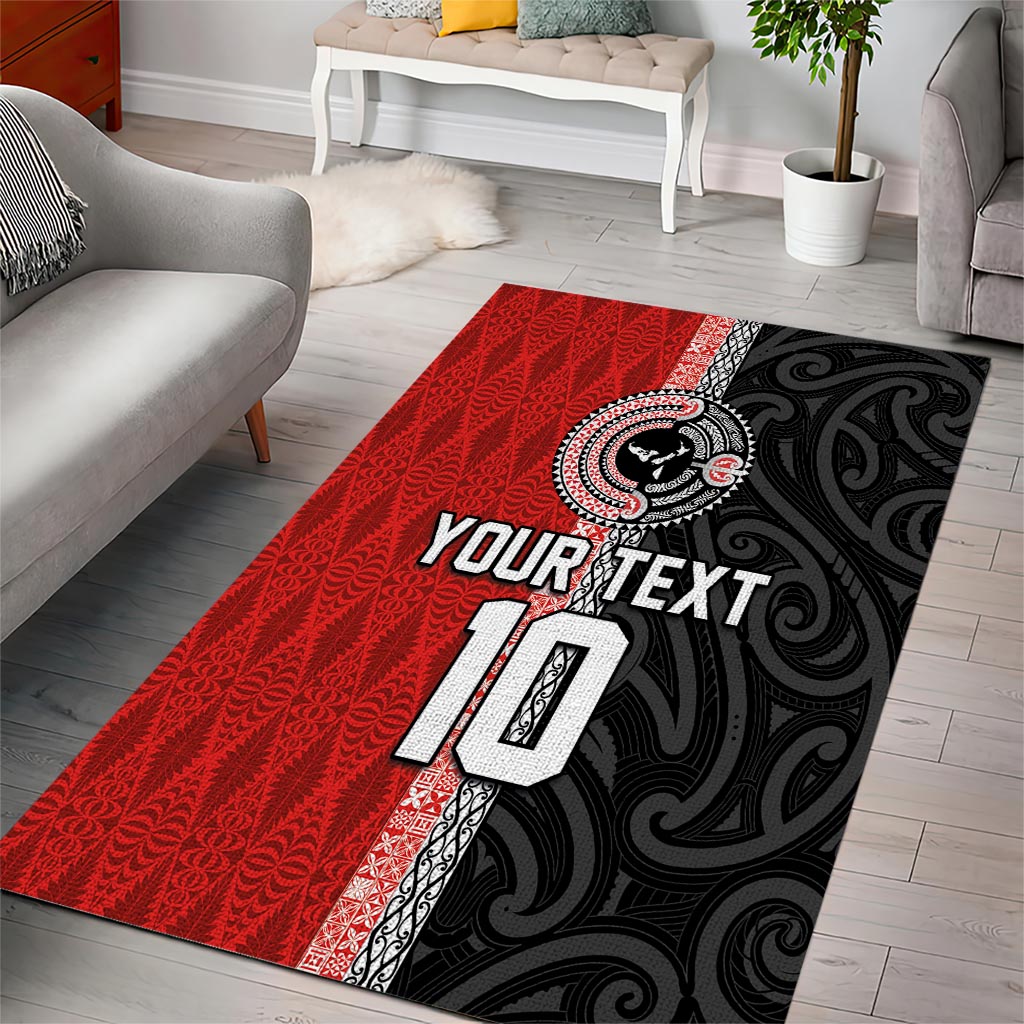 Custom Tonga and New Zealand Rugby Area Rug Maori Mix Ngatu Pattern LT03 - Polynesian Pride