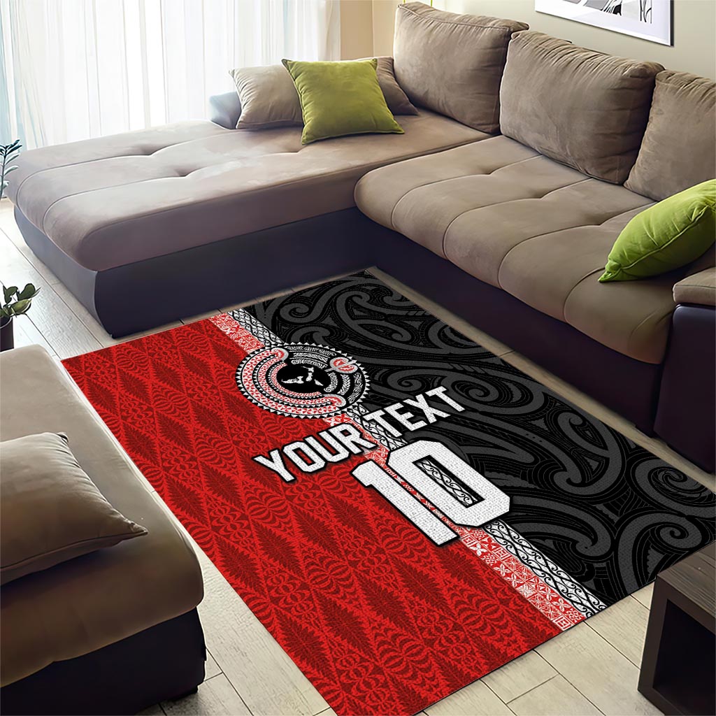 Custom Tonga and New Zealand Rugby Area Rug Maori Mix Ngatu Pattern LT03 - Polynesian Pride