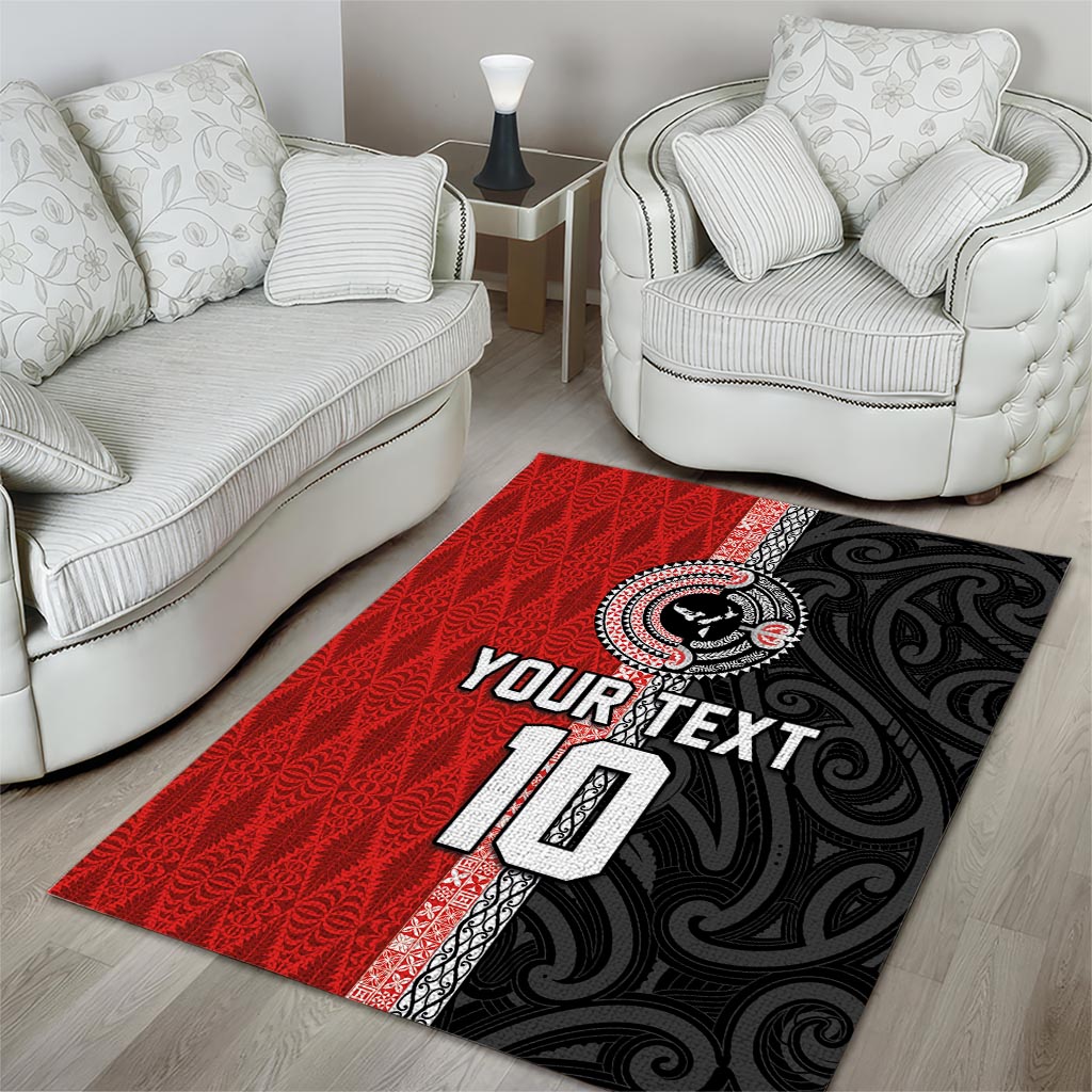 Custom Tonga and New Zealand Rugby Area Rug Maori Mix Ngatu Pattern LT03 - Polynesian Pride
