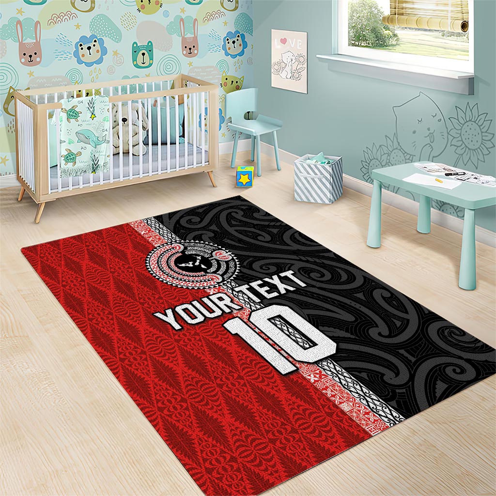 Custom Tonga and New Zealand Rugby Area Rug Maori Mix Ngatu Pattern LT03 - Polynesian Pride