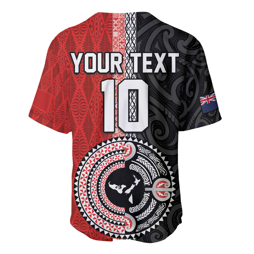Custom Tonga and New Zealand Rugby Baseball Jersey Maori Mix Ngatu Pattern LT03 - Polynesian Pride