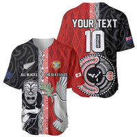 Custom Tonga and New Zealand Rugby Baseball Jersey Maori Mix Ngatu Pattern LT03 - Polynesian Pride