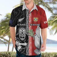 Custom Tonga and New Zealand Rugby Hawaiian Shirt Maori Mix Ngatu Pattern LT03 - Polynesian Pride