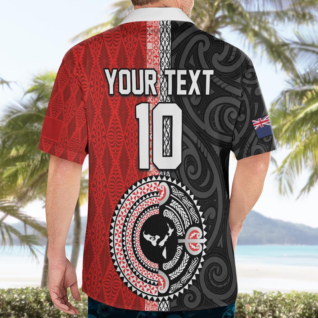 Custom Tonga and New Zealand Rugby Hawaiian Shirt Maori Mix Ngatu Pattern LT03 - Polynesian Pride