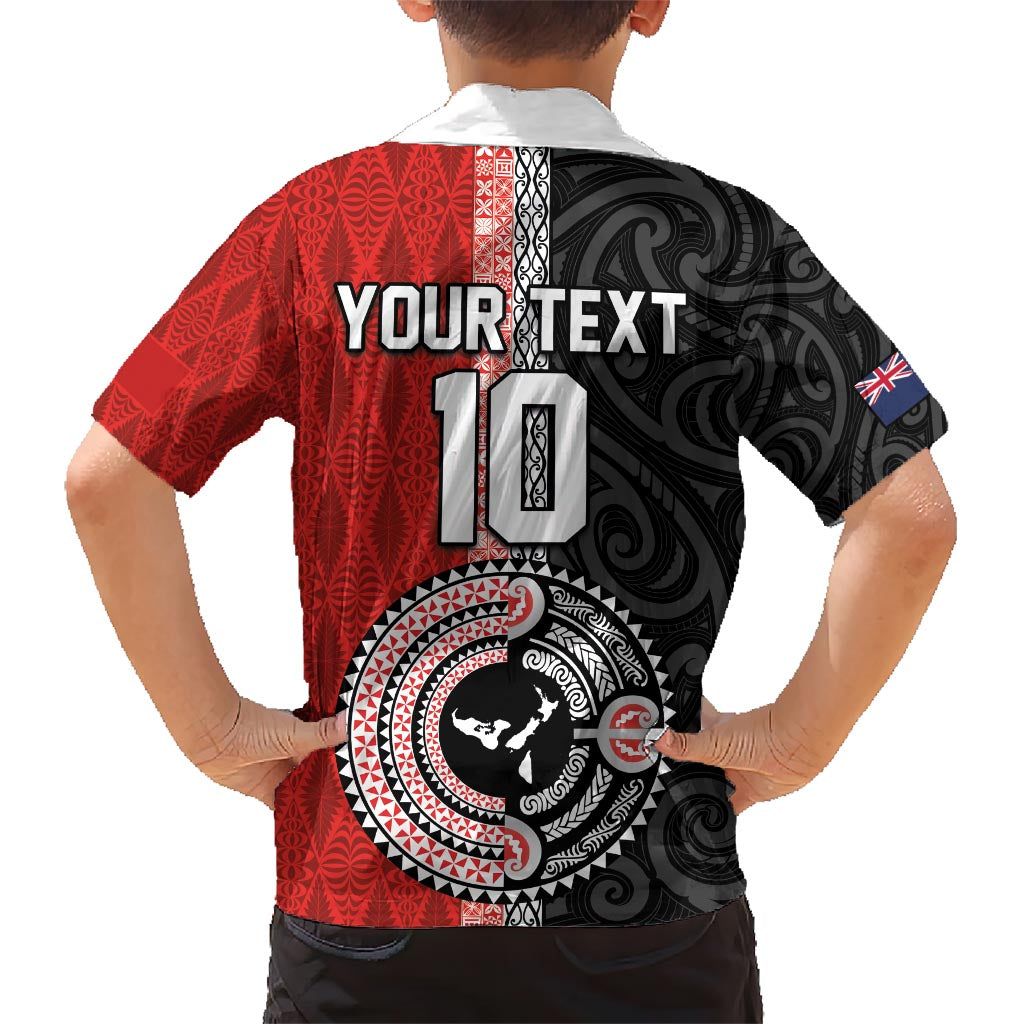 Custom Tonga and New Zealand Rugby Hawaiian Shirt Maori Mix Ngatu Pattern LT03 - Polynesian Pride