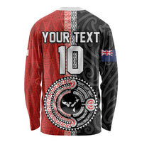 Custom Tonga and New Zealand Rugby Long Sleeve Shirt Maori Mix Ngatu Pattern LT03 - Polynesian Pride