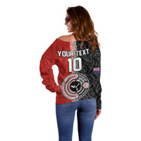 Custom Tonga and New Zealand Rugby Off Shoulder Sweater Maori Mix Ngatu Pattern LT03 - Polynesian Pride