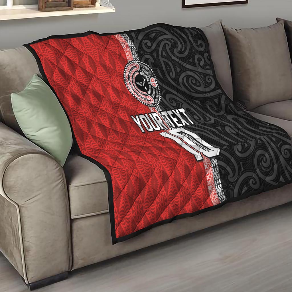 Custom Tonga and New Zealand Rugby Quilt Maori Mix Ngatu Pattern LT03 - Polynesian Pride