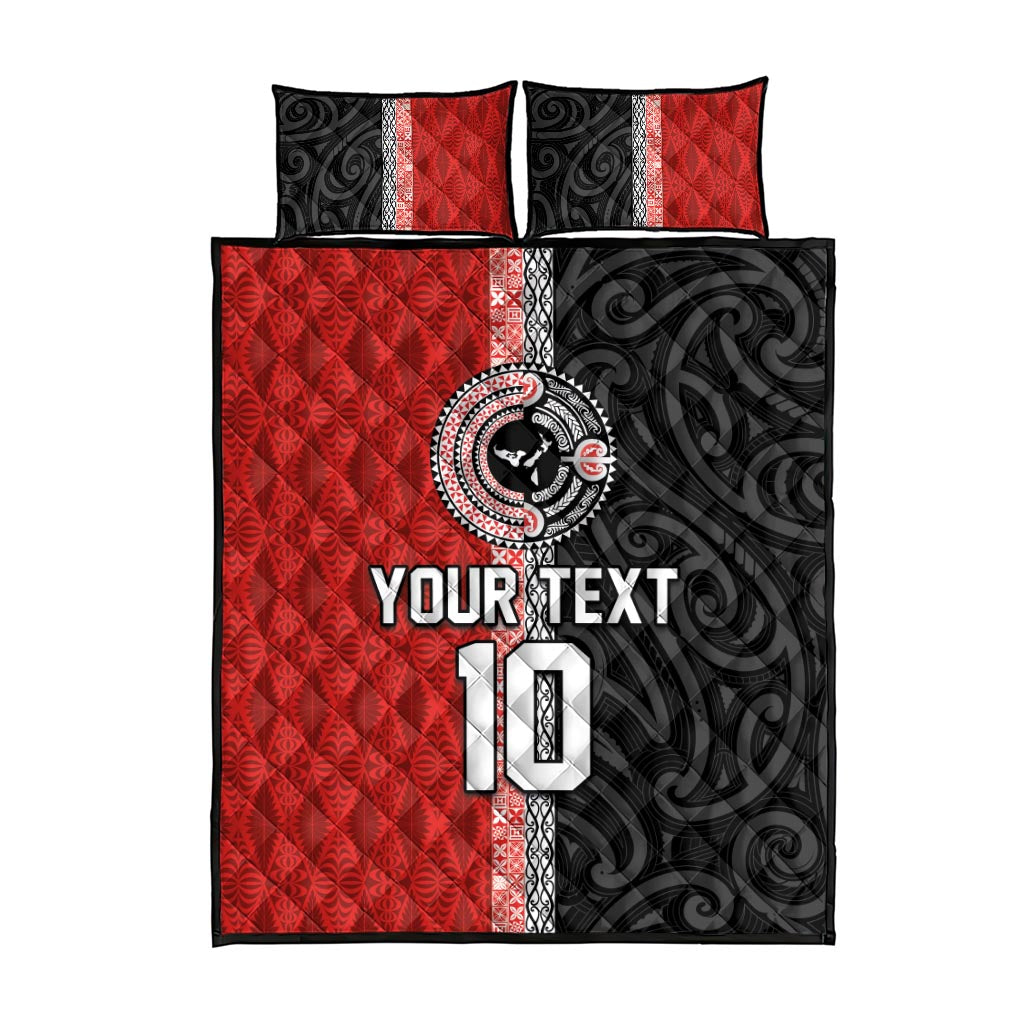 Custom Tonga and New Zealand Rugby Quilt Bed Set Maori Mix Ngatu Pattern LT03 - Polynesian Pride