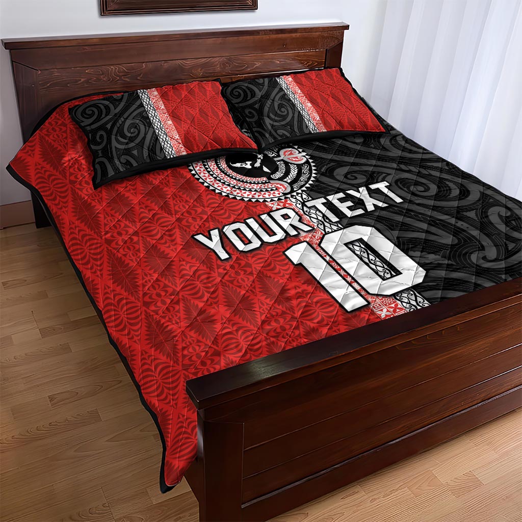Custom Tonga and New Zealand Rugby Quilt Bed Set Maori Mix Ngatu Pattern LT03 - Polynesian Pride
