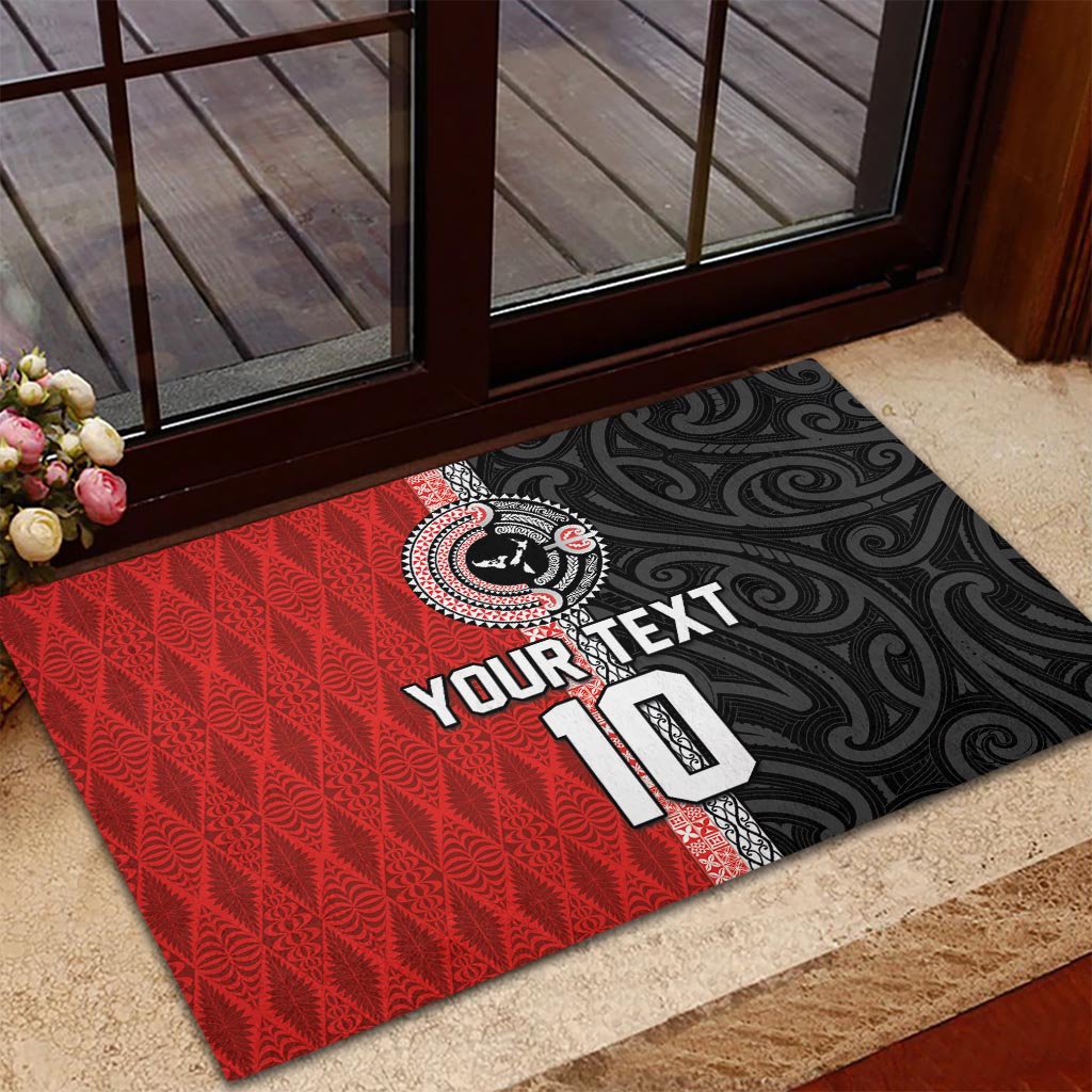 Custom Tonga and New Zealand Rugby Rubber Doormat Maori Mix Ngatu Pattern LT03 - Polynesian Pride