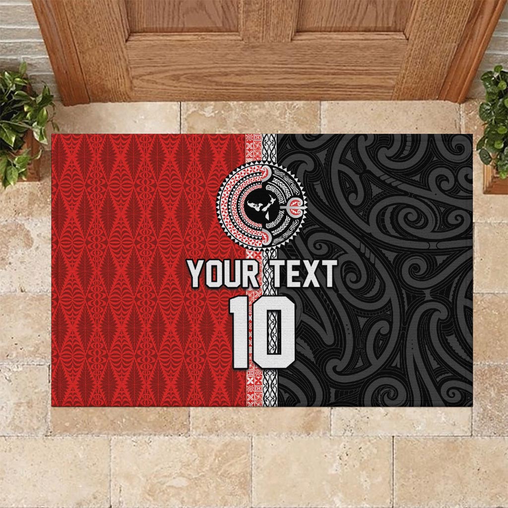 Custom Tonga and New Zealand Rugby Rubber Doormat Maori Mix Ngatu Pattern LT03 - Polynesian Pride