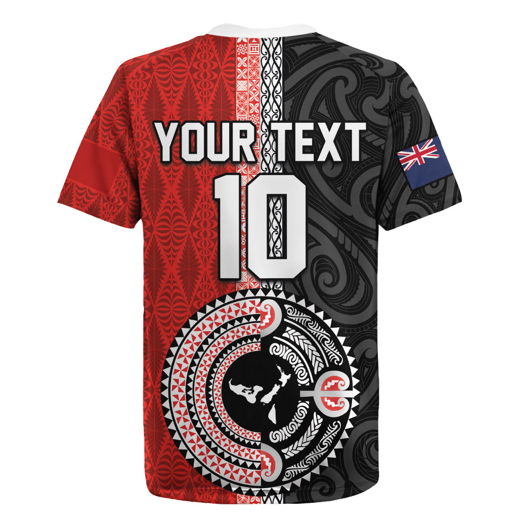 Custom Tonga and New Zealand Rugby Rugby Jersey Maori Mix Ngatu Pattern LT03 - Polynesian Pride
