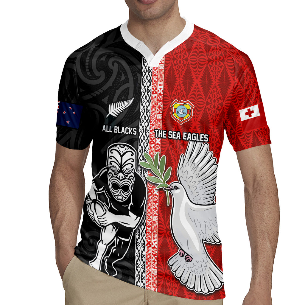 Custom Tonga and New Zealand Rugby Rugby Jersey Maori Mix Ngatu Pattern LT03 - Polynesian Pride
