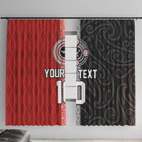 Custom Tonga and New Zealand Rugby Window Curtain Maori Mix Ngatu Pattern LT03 With Hooks Black - Polynesian Pride