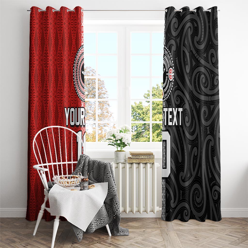 Custom Tonga and New Zealand Rugby Window Curtain Maori Mix Ngatu Pattern LT03 - Polynesian Pride