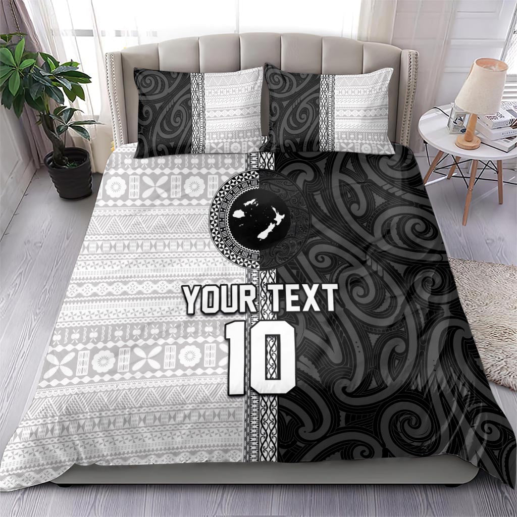 Custom Fiji and New Zealand Rugby Bedding Set Tapa Mix Maori Pattern LT03 - Polynesian Pride
