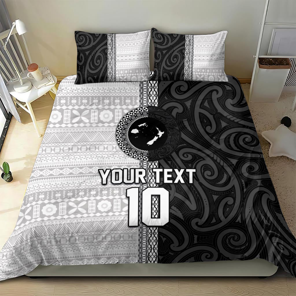 Custom Fiji and New Zealand Rugby Bedding Set Tapa Mix Maori Pattern LT03 - Polynesian Pride