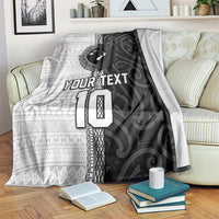 Custom Fiji and New Zealand Rugby Blanket Tapa Mix Maori Pattern LT03 Black - Polynesian Pride