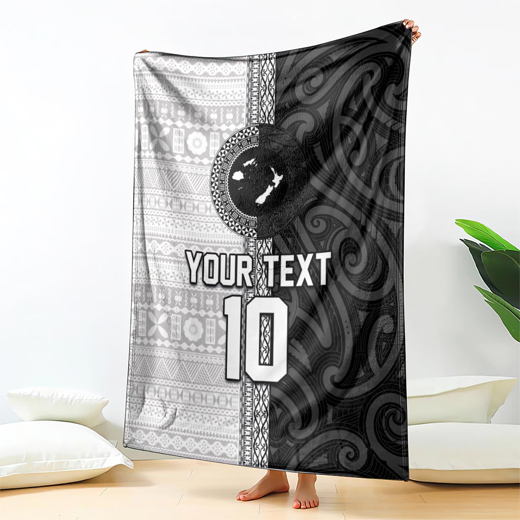 Custom Fiji and New Zealand Rugby Blanket Tapa Mix Maori Pattern LT03 - Polynesian Pride