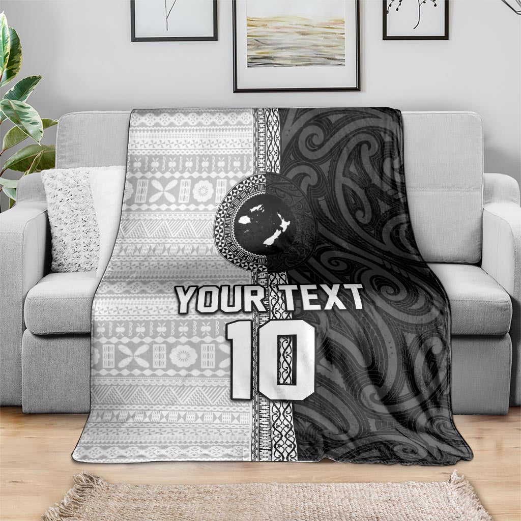 Custom Fiji and New Zealand Rugby Blanket Tapa Mix Maori Pattern LT03 - Polynesian Pride