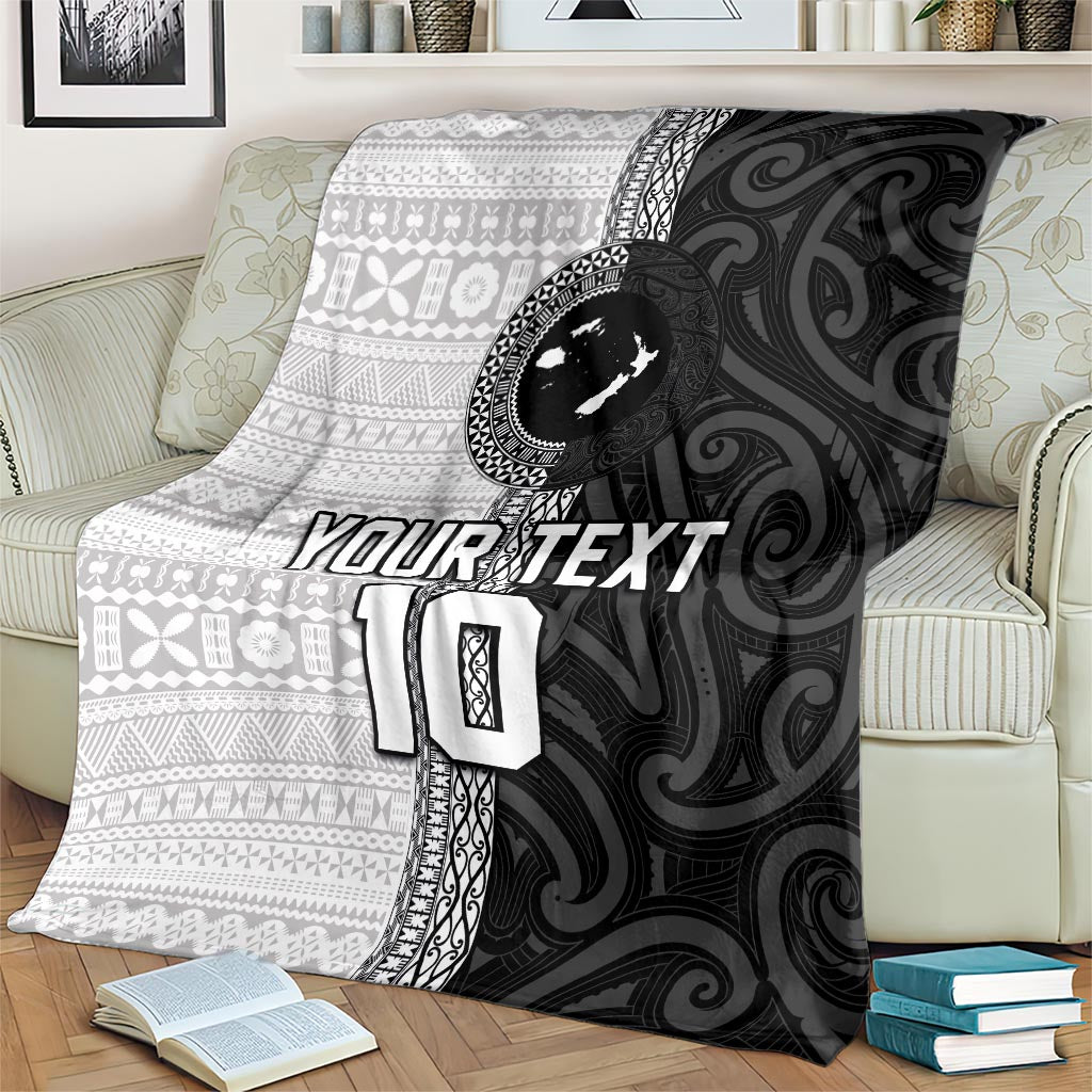 Custom Fiji and New Zealand Rugby Blanket Tapa Mix Maori Pattern LT03 - Polynesian Pride