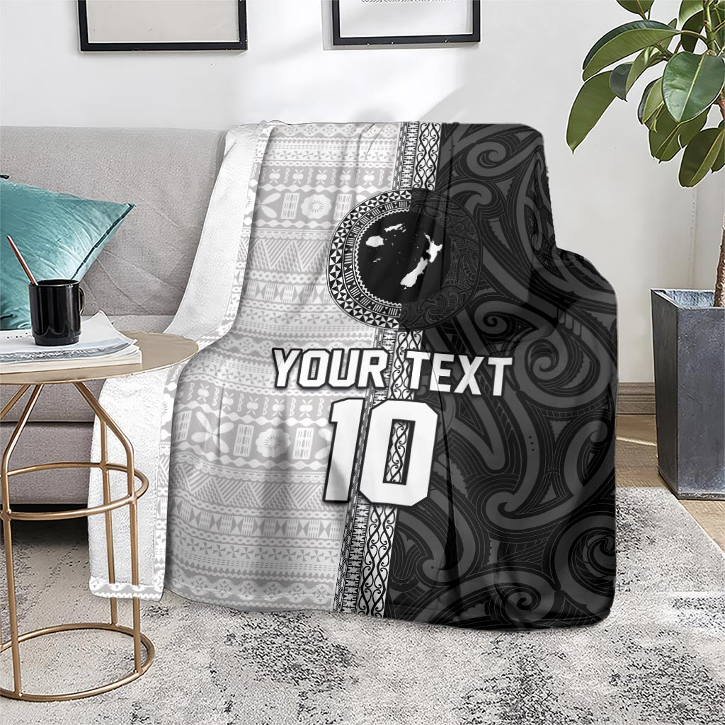 Custom Fiji and New Zealand Rugby Blanket Tapa Mix Maori Pattern LT03 - Polynesian Pride